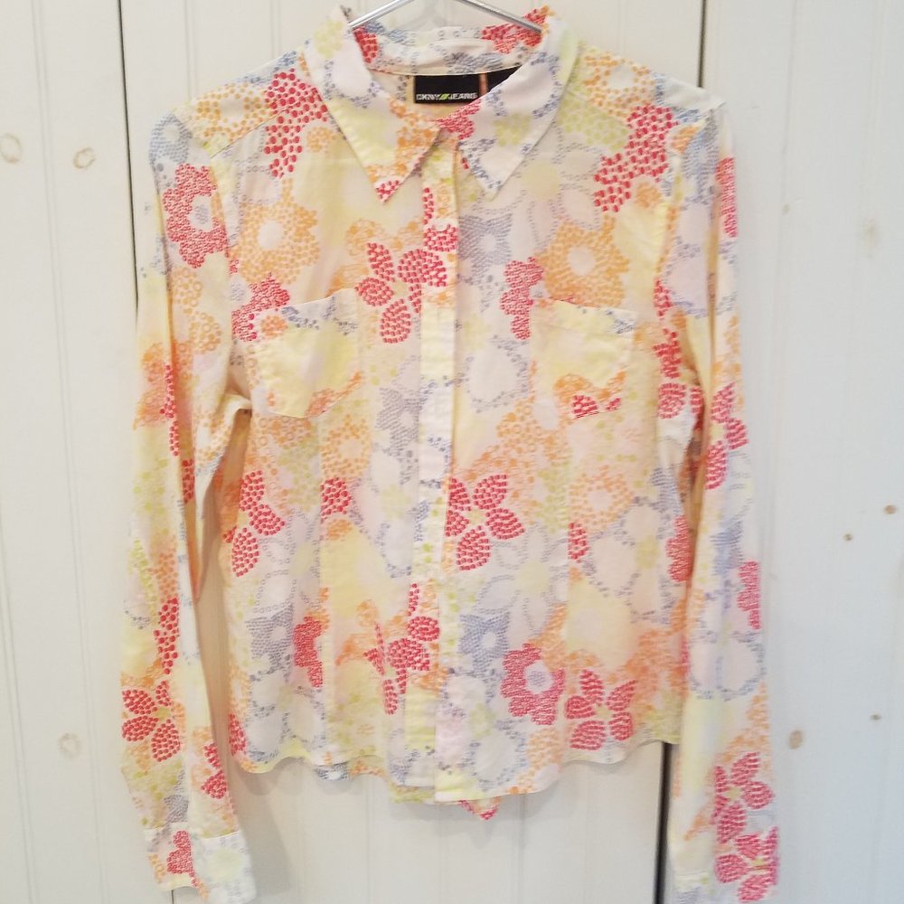 DKNY Jeans Floral Button Down Shirt